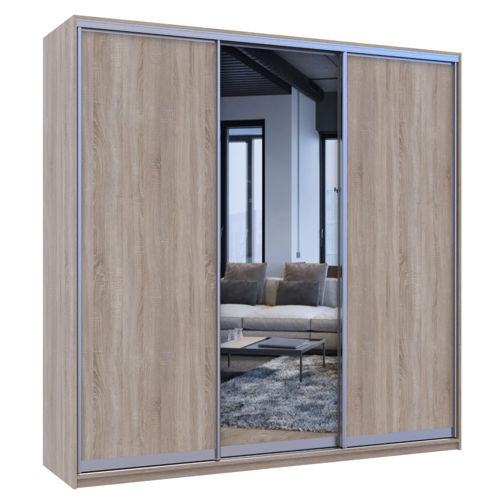 Шкаф-купе трехдверный Doros Сити Лайт 225х60х225 см Дуб сонома/1 Зеркало (DRS-011098) Днепр - изображение 5