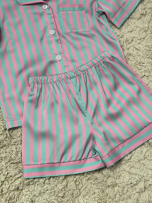 Детская пижамка из сатина шорты с рубашкой Голубо-Розовый р 154-158 Харьков - изображение 4