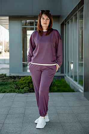 Костюм женский спортивный ,сливовый, двунитка( комплект штаны+ кофта ), топ Крохатушка одяг Киев