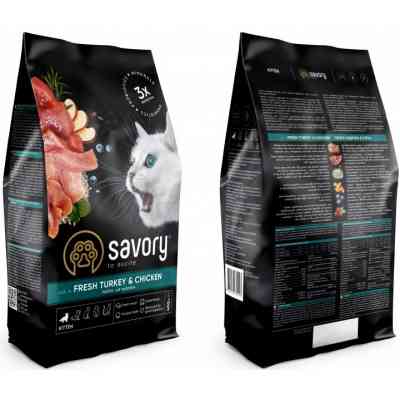 Сухой корм для кошек Savory Kitten Chicken with Fresh Turkey 400 г (4820232630136) Винница