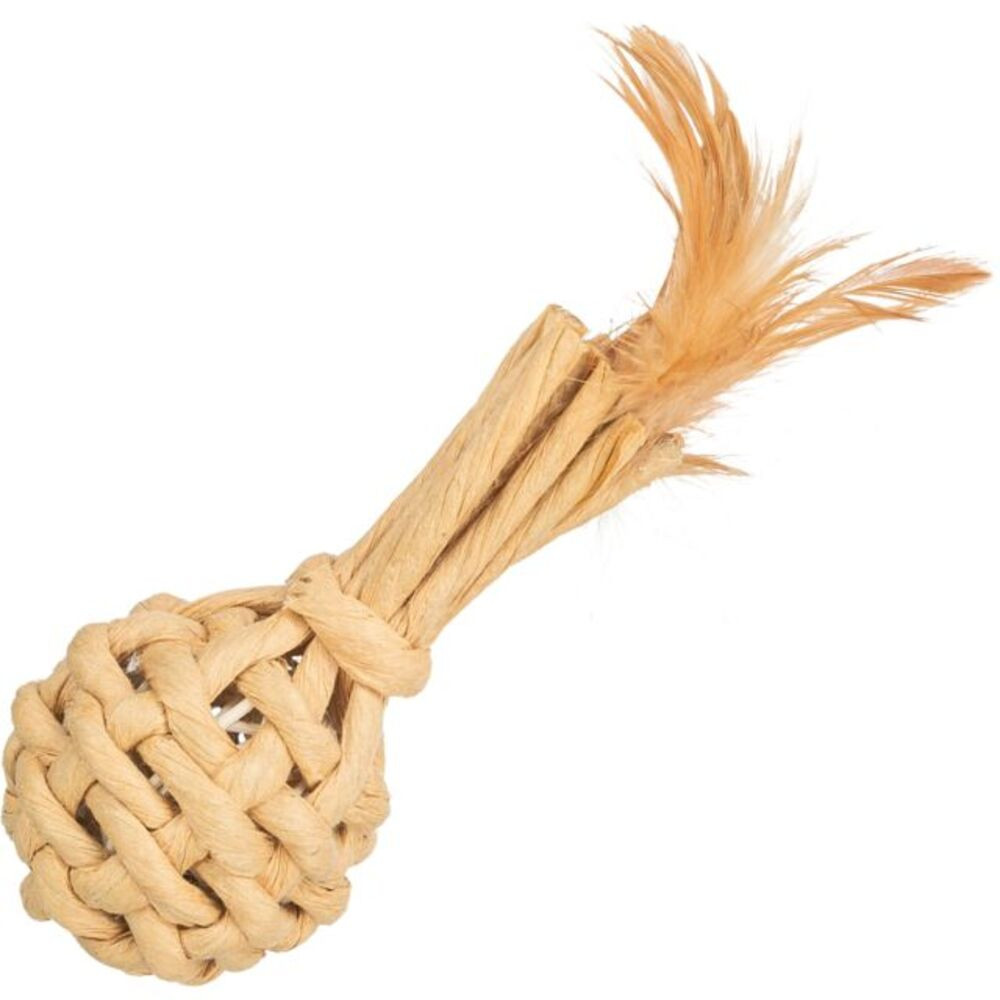 Игрушка Trixie для кошек Шар бумажная пряжа с перьями 15 см Киев - изображение 2