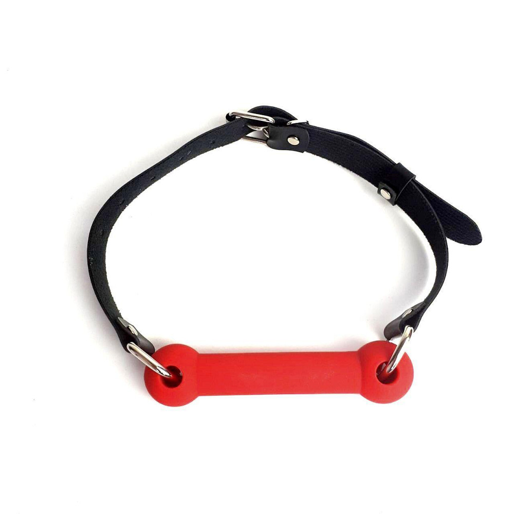 Кляп-палка на ремнях Art of Sex – Gag Stick Silicon, красный, натуральная кожа Sex Aura Киев - изображение 3