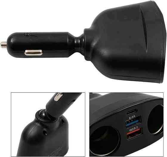 Автомобільний розгалужувач прикурювач із вольтметром QC3.0 PD 12 В/24 В Луцьк