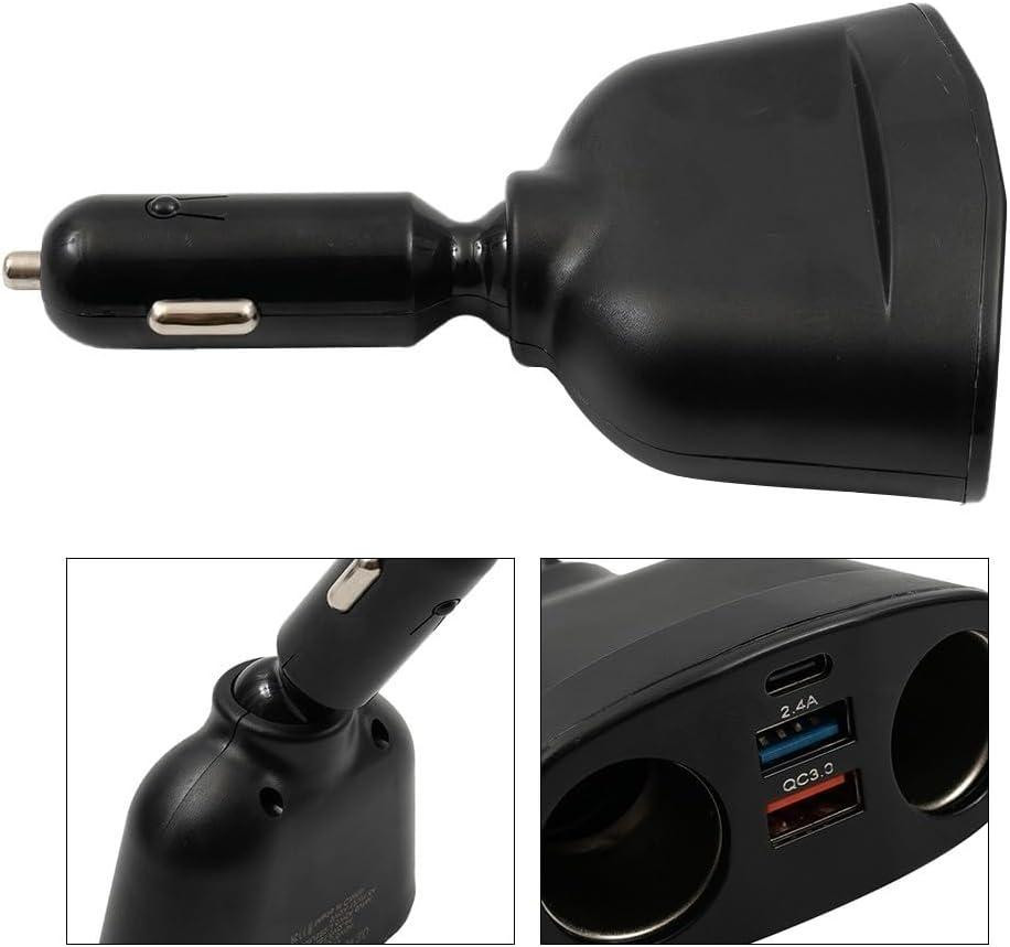 Автомобільний розгалужувач прикурювач із вольтметром QC3.0 PD 12 В/24 В Луцьк - фото 2