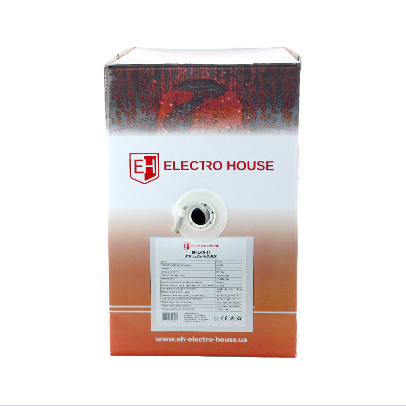 Мережевий кабель UTP cat5e 4х2х0,51 мм²  CCA   ПВХ  сірий, внутрішній монтаж Дніпро - фото 1