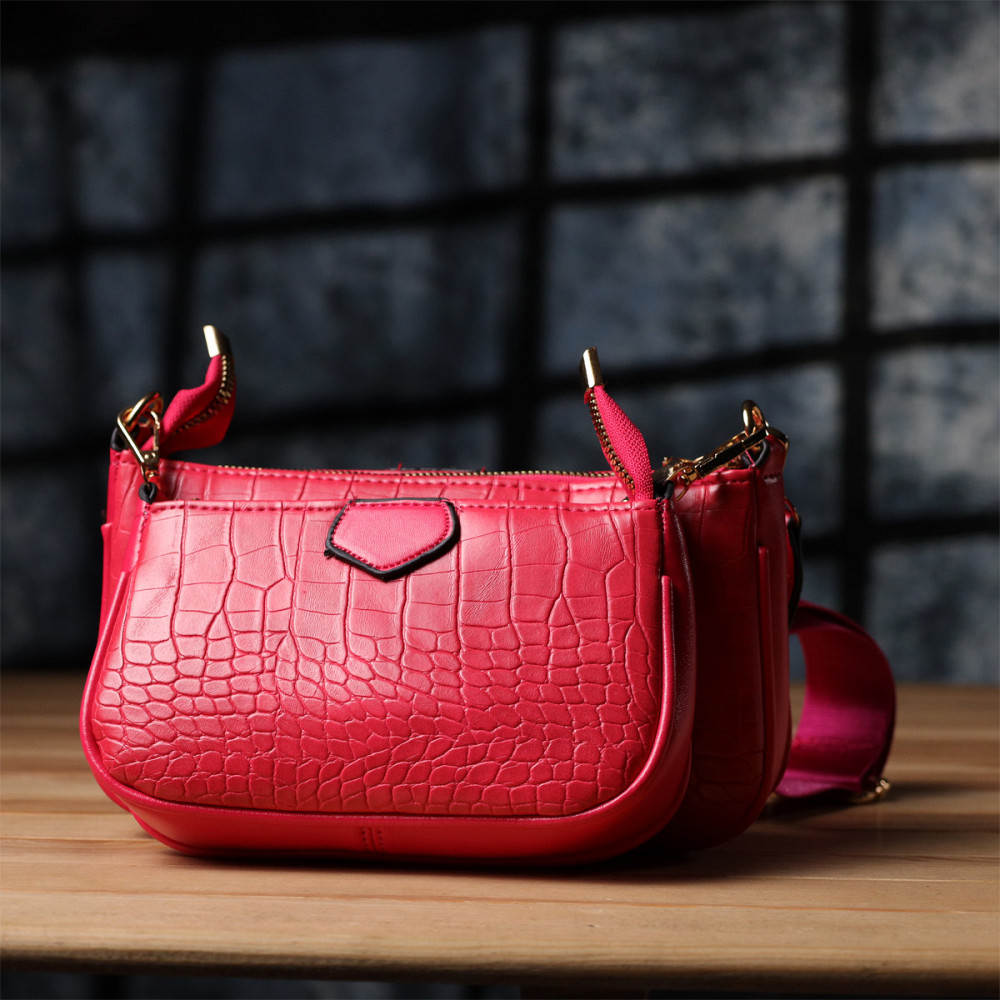 Жіночий зручний подвійний клатч із екошкіри Vintage sale_15136 Рожевий Київ - фото 9