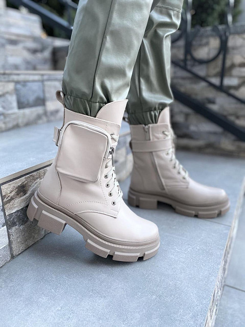 Черевики жіночі M.KRAFT бежеві натуральна шкіра висота 18см підошва 3см (K-60) Коломия - фото 9