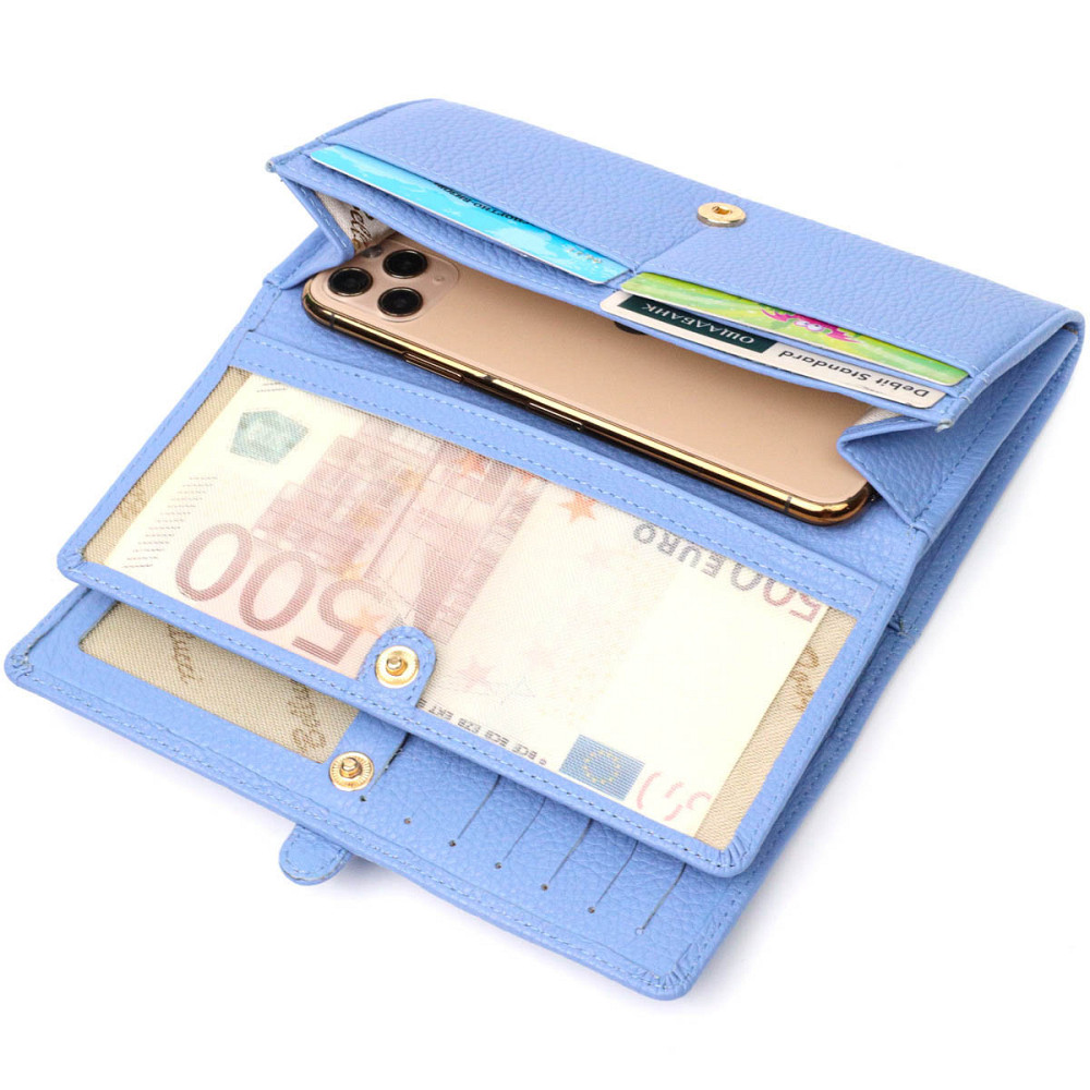 Красивый женский кошелек с большим количеством отделений из натуральной кожи Tony Bellucci 21962 Голубой Киев - изображение 6