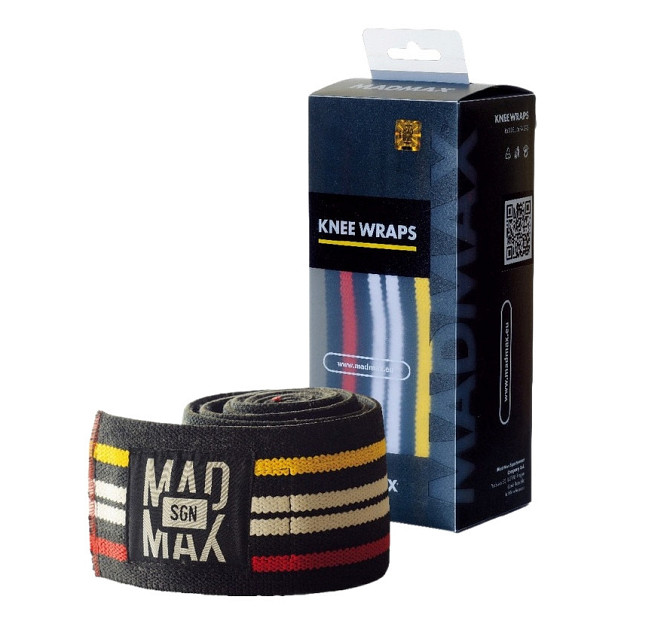 Бинти на коліна MadMax MFA-292 Knee Wraps Black Каменское - изображение 1