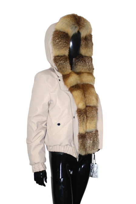 Бомбер женский с мехом лисицы Бежевый 44 Харьков - изображение 7