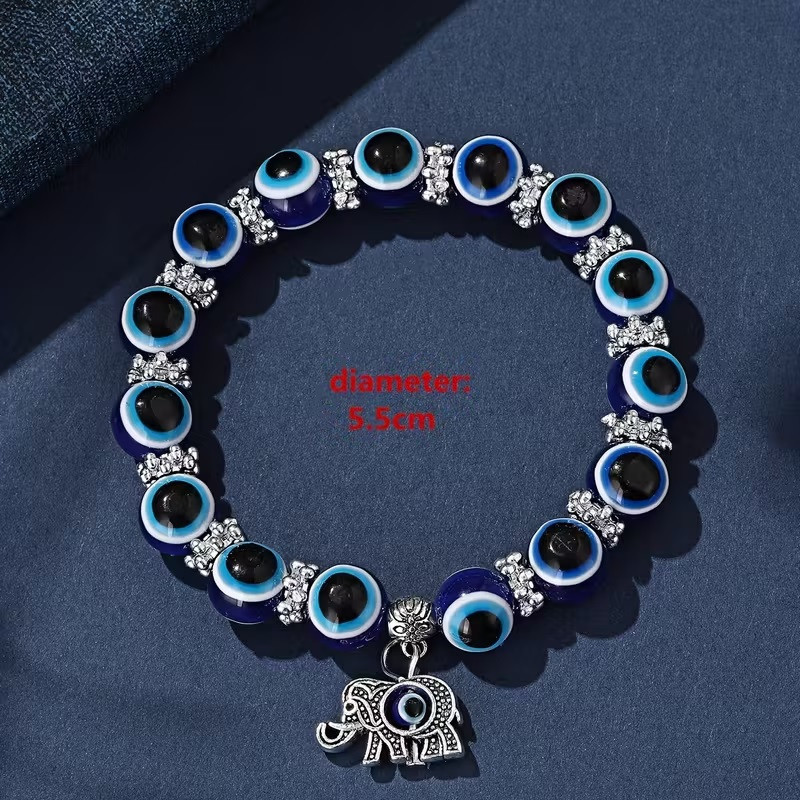 Браслет-оберіг від злого ока з намистинами та підвіскою слон Київ - фото 4