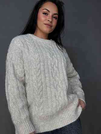 Светр жіночий A-N 3324 оверсайз крупна в’язка букле коси довгий one size, молочний, one size Київ