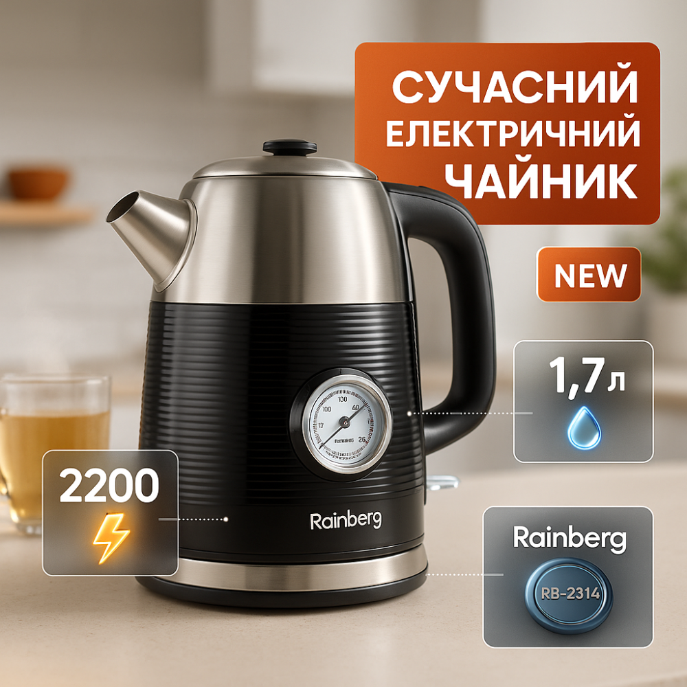 Электрический чайник с индикатором работы, Красивый электрочайник, Тихий электрический чайник GD-39 Львов - изображение 9