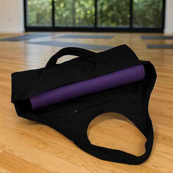Сумка для йоги спортивная, йога-сумка наплечная для коврика и спортивной формы для тренировок и спорта,черная Каменец-Подольский