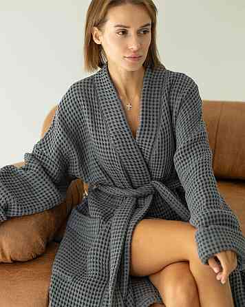 Жіночий халат з вафельної натуральної тканини Харків