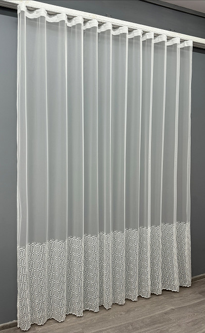 Тюль фатин з вишивкою колір молочний 1505т Київ - фото 8