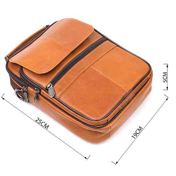 Удобная мужская сумка с ручкой кожаная 21273 Vintage Рыжая Киев