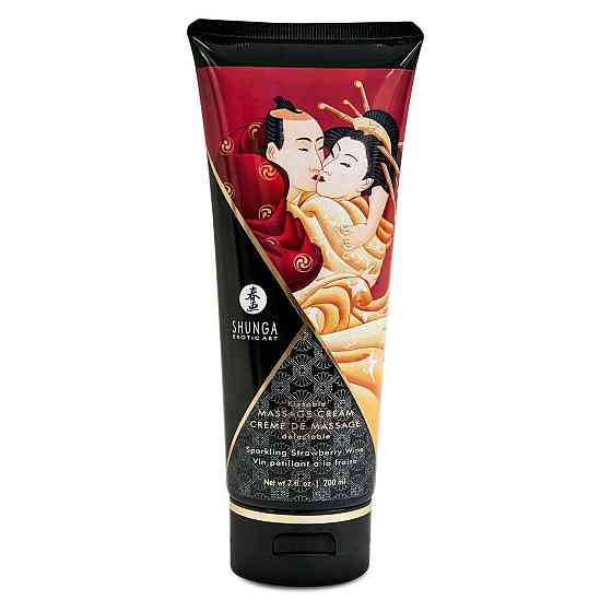 Съедобный массажный крем Shunga Kissable Massage Cream – Sparkling Strawberry Wine (200 мл) Sex Aura Киев