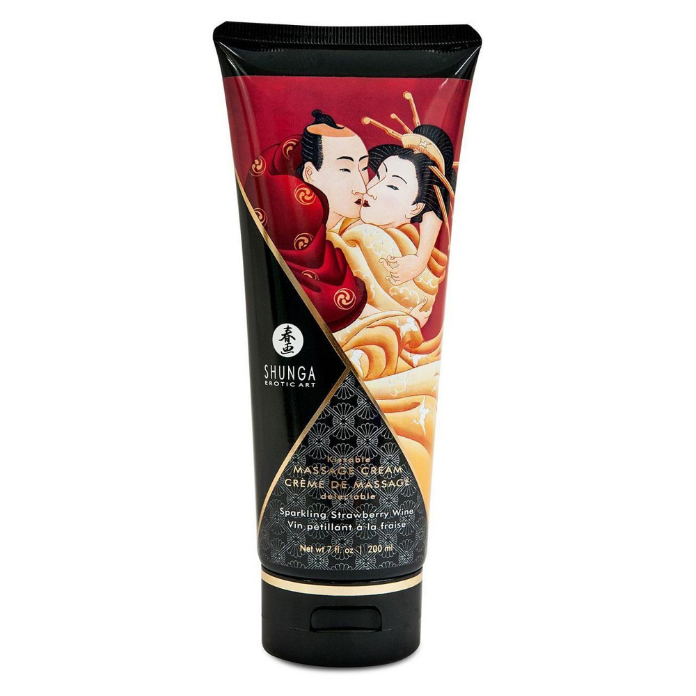 Съедобный массажный крем Shunga Kissable Massage Cream – Sparkling Strawberry Wine (200 мл) Sex Aura Киев - изображение 1