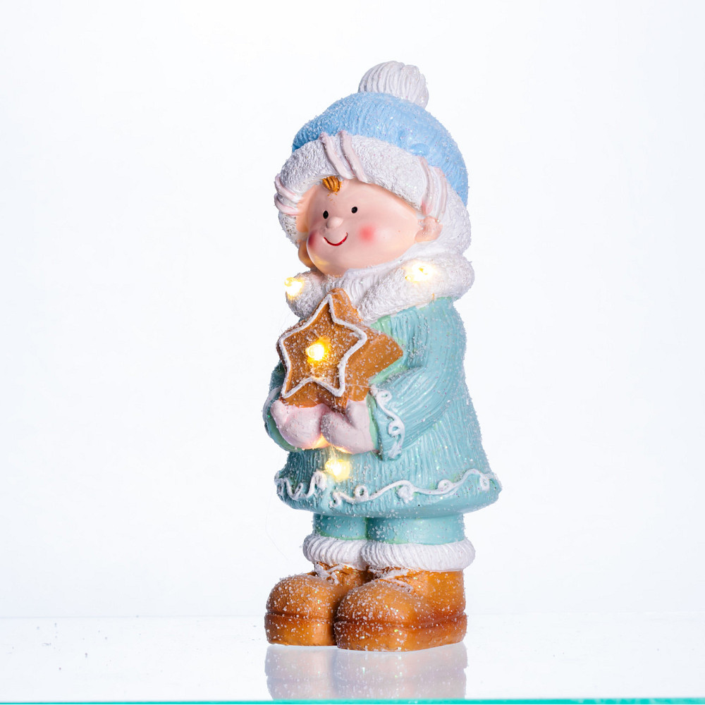 Новорічна декоративна фігурка з підсвіткою 9.5×9×22 см Новорічний декор Дитина із зіркою з порцеляни CR-6-1 Коломия - фото 2