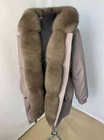Парка женская с мехом песца под Соболь Пудровый р46 95см Харьков