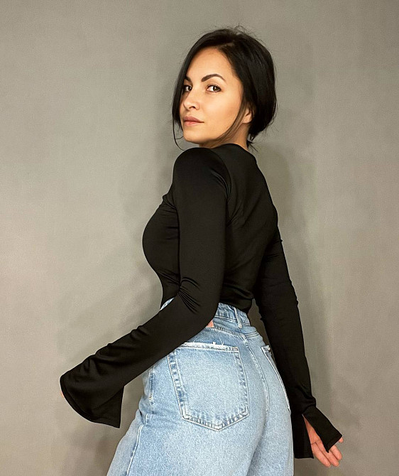 Боди лонгслив Ariadna 1574 удлиненные рукава с разрезами микродайвинг one size черный, черный, one size Киев - изображение 14