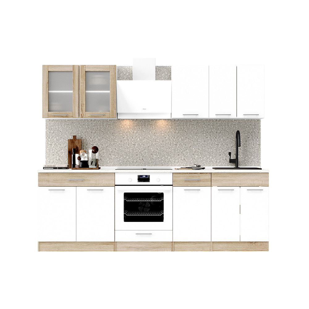 Кухня модульная Эверест Эко набор №3 дуб сонома/нимфея альба (белый) 2.4 м столешница Скай (DTM-071058) Львов - изображение 2