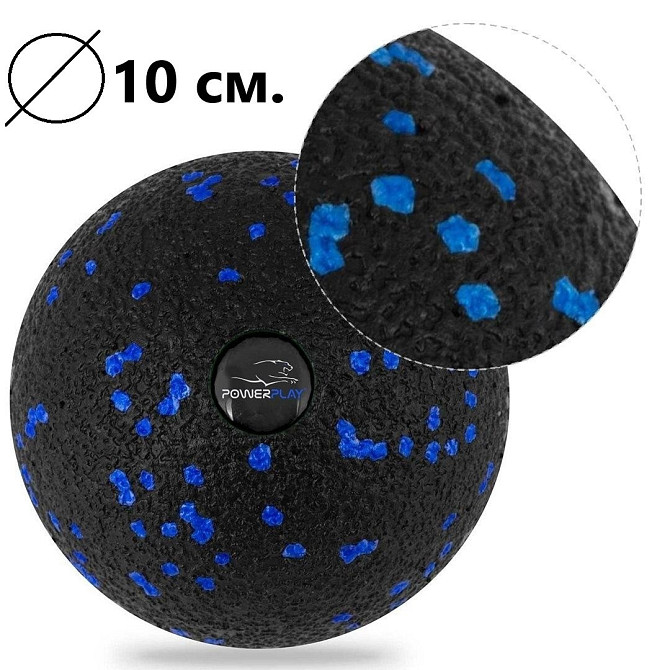 Набір для масажу та йоги PowerPlay PP_4093 EPP (3 м'ячики + валик масажер 15*5,3см.) Blue + резинка  Каменское - изображение 8