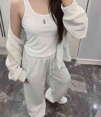 Женская стильная повседневная тройка из лого качественная дорогая двунитка. Меланж, L-XL Одесса