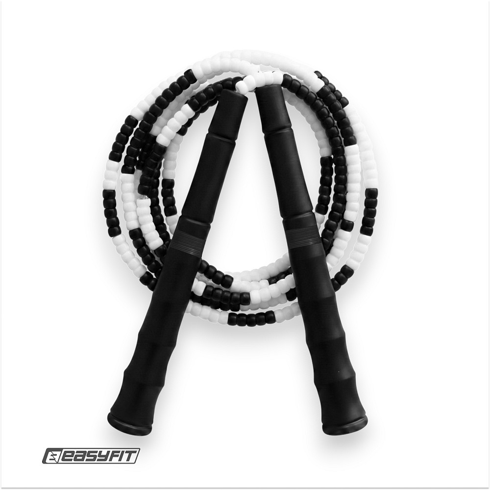 Бісерна скакалка EasyFit FreeRope 2,7 м (чорно-біла) Коломия - фото 1