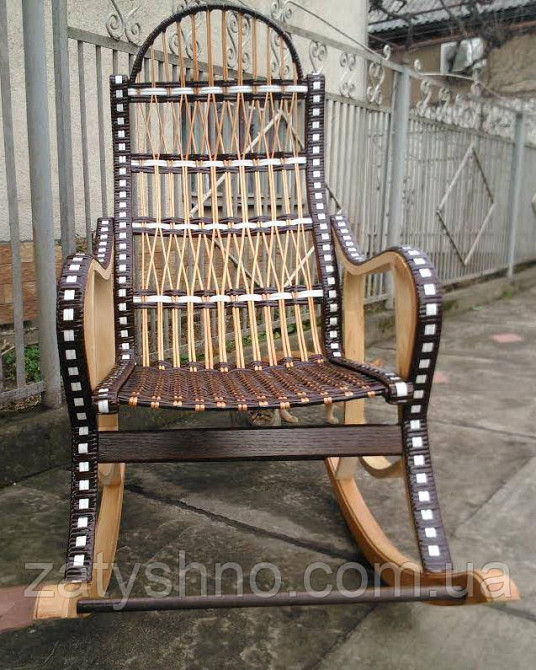 Крісло гойдалка плетене з лози чорна Київ - фото 7