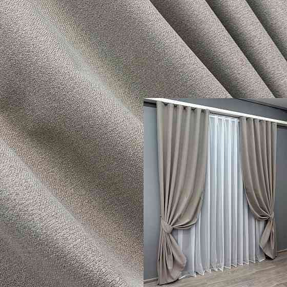 Комплект готовых штор VR-Textil Лен блэкаут № 1798ш Серый 150х270 см 2 шт (33-0765) Киев