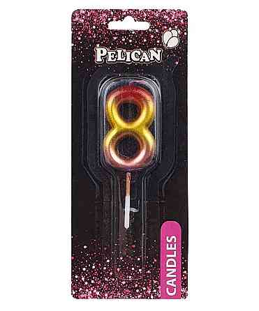 Свічка для торта 8 РАЙДУЖНА 4,5см. 864568 ТМ PELICAN   Solmir Киев