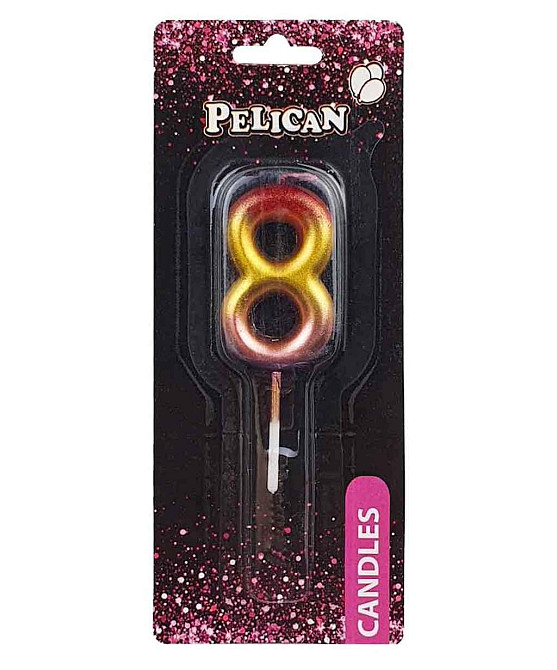 Свічка для торта 8 РАЙДУЖНА 4,5см. 864568 ТМ PELICAN   Solmir Киев - изображение 1