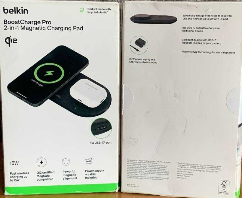 Бездротовий зарядний пристрій Belkin Boost Charge Pro 2in1 Qi2 Black. Київ - фото 1