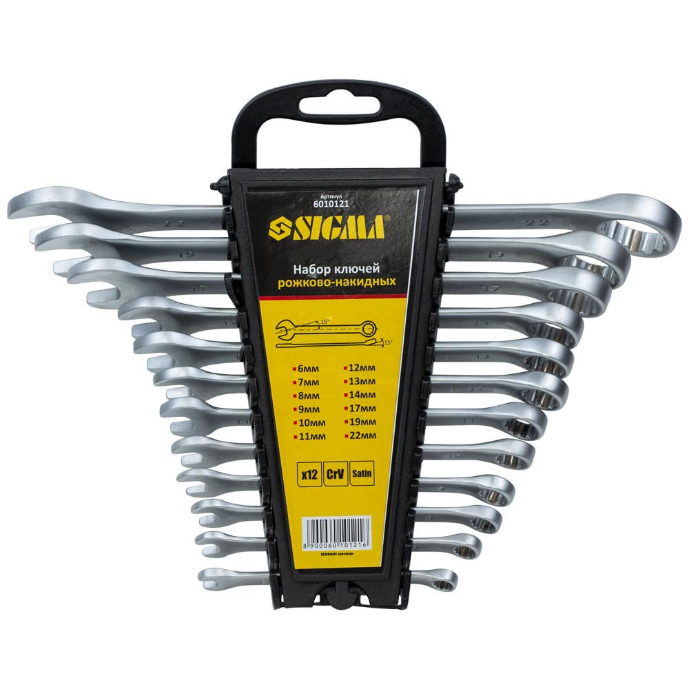 Sigma Ключи рожково-накидные 12шт 6-22мм CrV SIGMA (6010121) Київ - фото 1