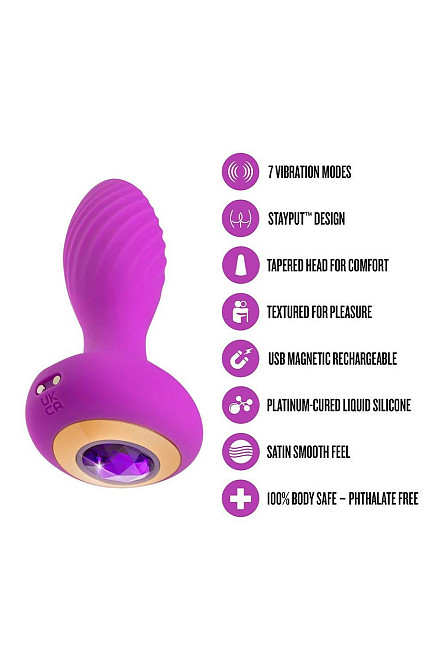 Анальный вибратор со стразом Blush Oh My Gem Charm Amethyst цвет фуксия Sex Aura Киев - изображение 5