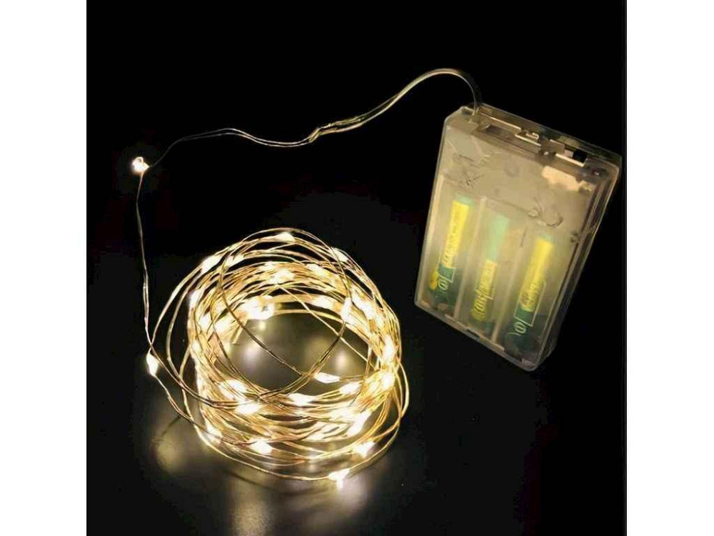 Гірлянда РОСА 50LED теплий білий 5м на батарейках 1977-07 ТМ КИТАЙ Київ - фото 1