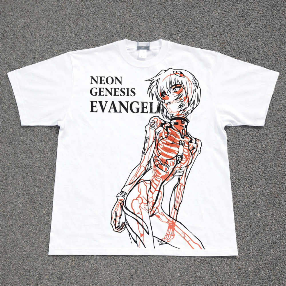 Футболка чоловіча з принтом аніме Неон Генезис Євангеліон Реі Айанамі Кс оверсайз (S/M/L) Білий Дніпро - фото 3