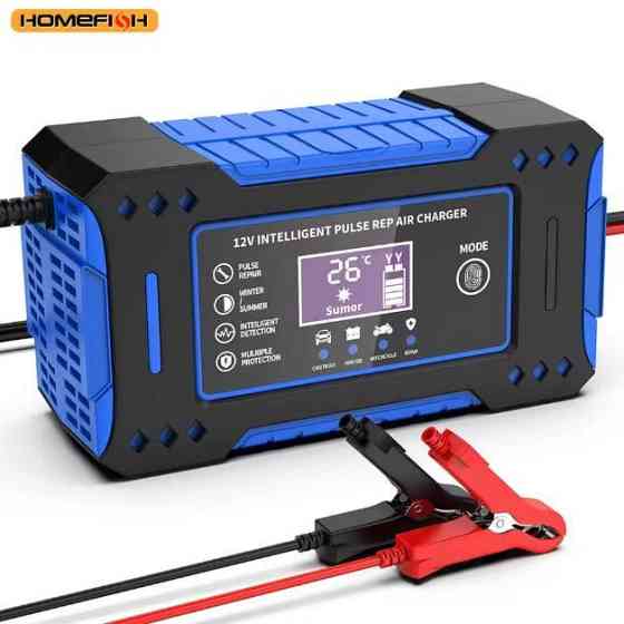 Зарядное устройство 12V H-12V 6A для аккумулятора (для свинцово-кислотных AGM Гель) импульсное Smart + LCD Синий Киев