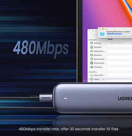 Кабель Ugreen USB Type-C - USB Type-C 5 А 100W 70428 (Сріблястий, 1.5м) Николаев