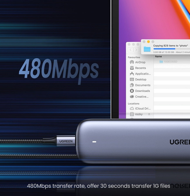 Кабель Ugreen USB Type-C - USB Type-C 5 А 100W 70428 (Сріблястий, 1.5м) Миколаїв - фото 6