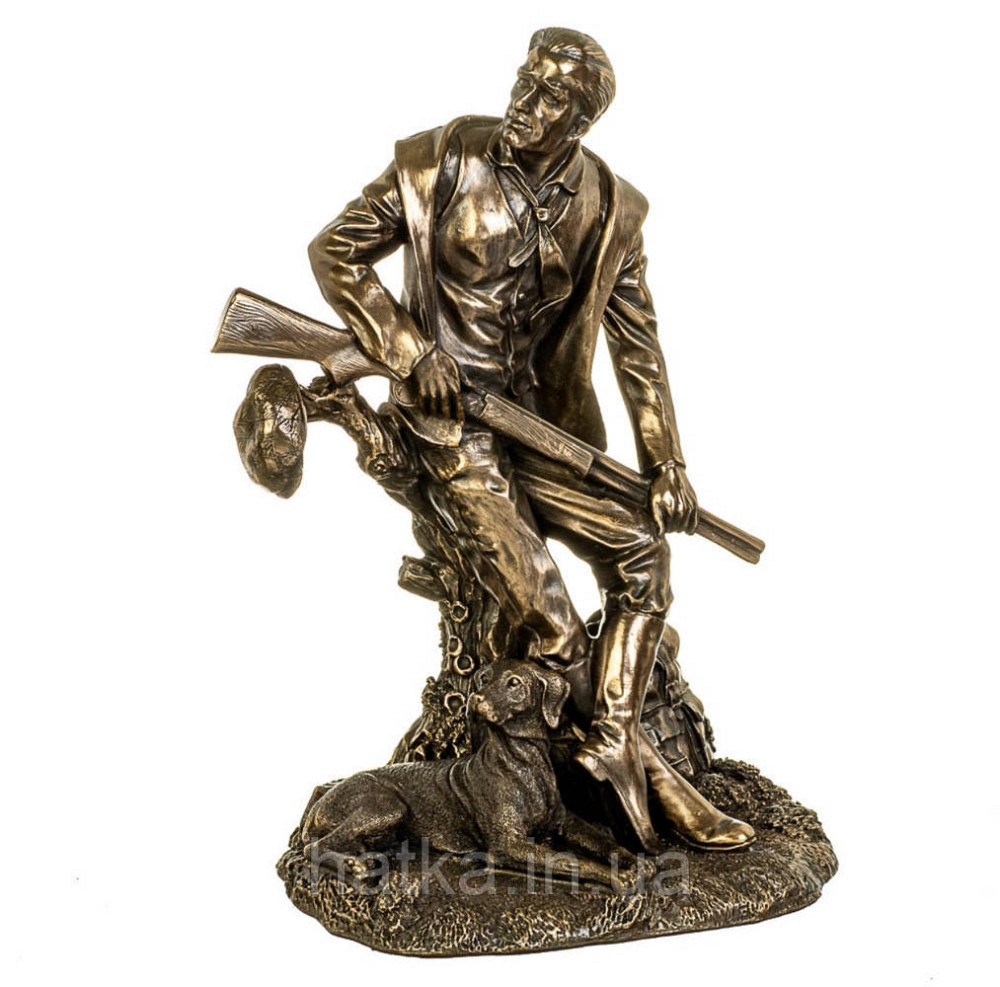 Статуэтка Veronese Охотник с ружьем 24,2х16х12 см подарок охотнику полистоун с бронзовым покрытием 68082A1 Киев - изображение 2