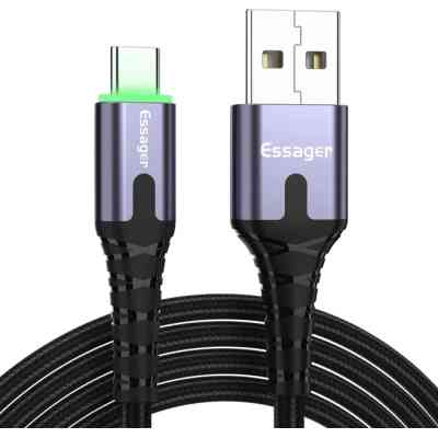 Дата кабель USB 2.0 AM to USB-C 2.0m 3A LED black Essager (EXCT-XGA0G) Винница
