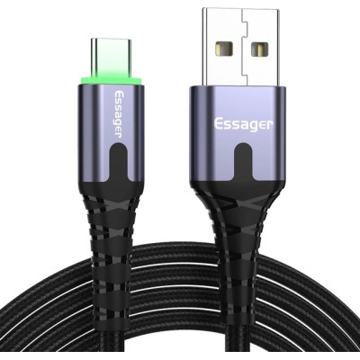 Дата кабель USB 2.0 AM to USB-C 2.0m 3A LED black Essager (EXCT-XGA0G) Вінниця - фото 1
