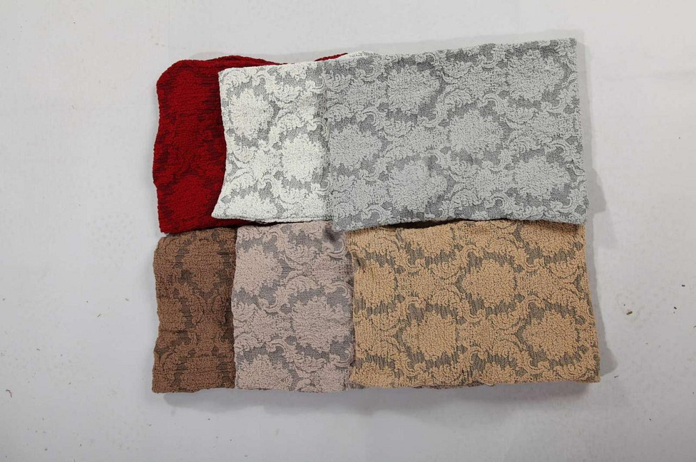 Универсальный натяжной чехол накидка на стул со спинкой Жаккард натяжной Royan Турция бежевый 0061 Белая Церковь - изображение 2