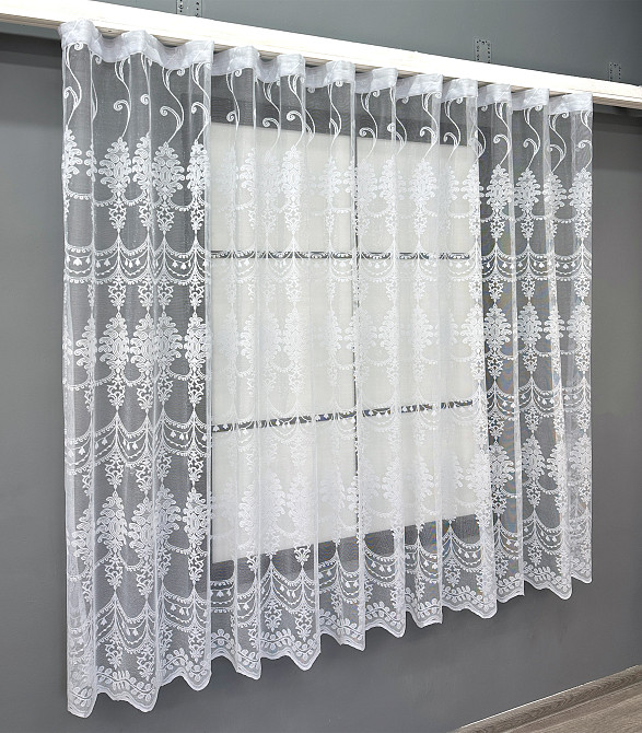 Короткая тюль, высота 1,6 м, жаккард с вышивкой цвет белый 731т Киев - изображение 2