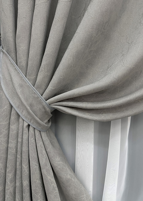 Комплект штор VR-Textil Жаккард Viva Marmo № 1796ш Светло-серый 150х270 см 2 шт (33-0752) Киев - изображение 5