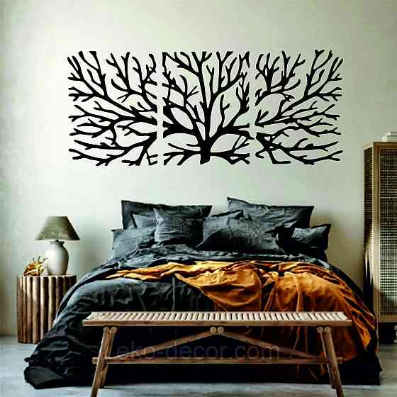 Декоративное настенное Панно «Дерево» Декор на стену 70*160 см, Черный Киев