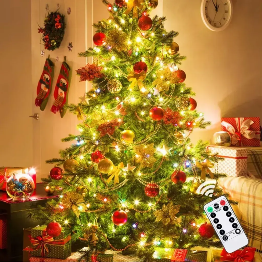 Гирлянда светодиодная Роса 200м 2000 Led от сети на зеленой проволоке + пульт ДУ (Теплый белый) Винница - изображение 4